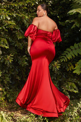 Sadie Puff Sleeve Satin Dress Plus